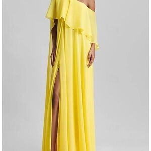 Elegant Yellow Off-Shoulder Dress